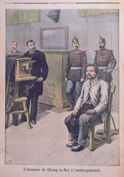 El asesino de Choisy-le-Roy siendo fotografiado ante el profesor Bertillon, de 